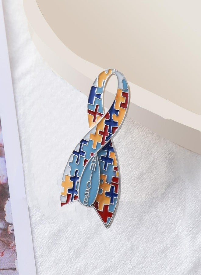 HUSURU Greek ZA Sorority Jewelry Autism Puzzle Piece Ribbon Amicae Pin Brooch Soceity Members Gifts Survivor Jewelry - Image 2